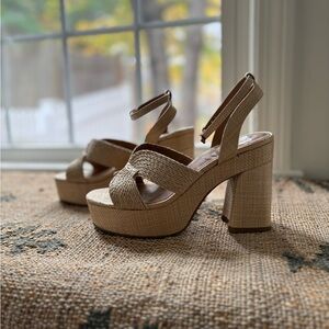 DV Dolce Vita Women's Natural Heeled Platform Sandals